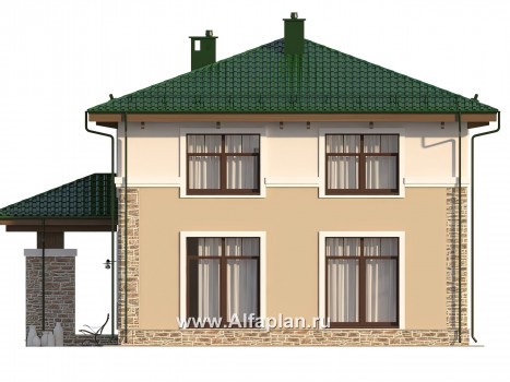 Проект двухэтажного дома, план с гостевой на 1 эт, в стиле эклектика - превью фасада дома