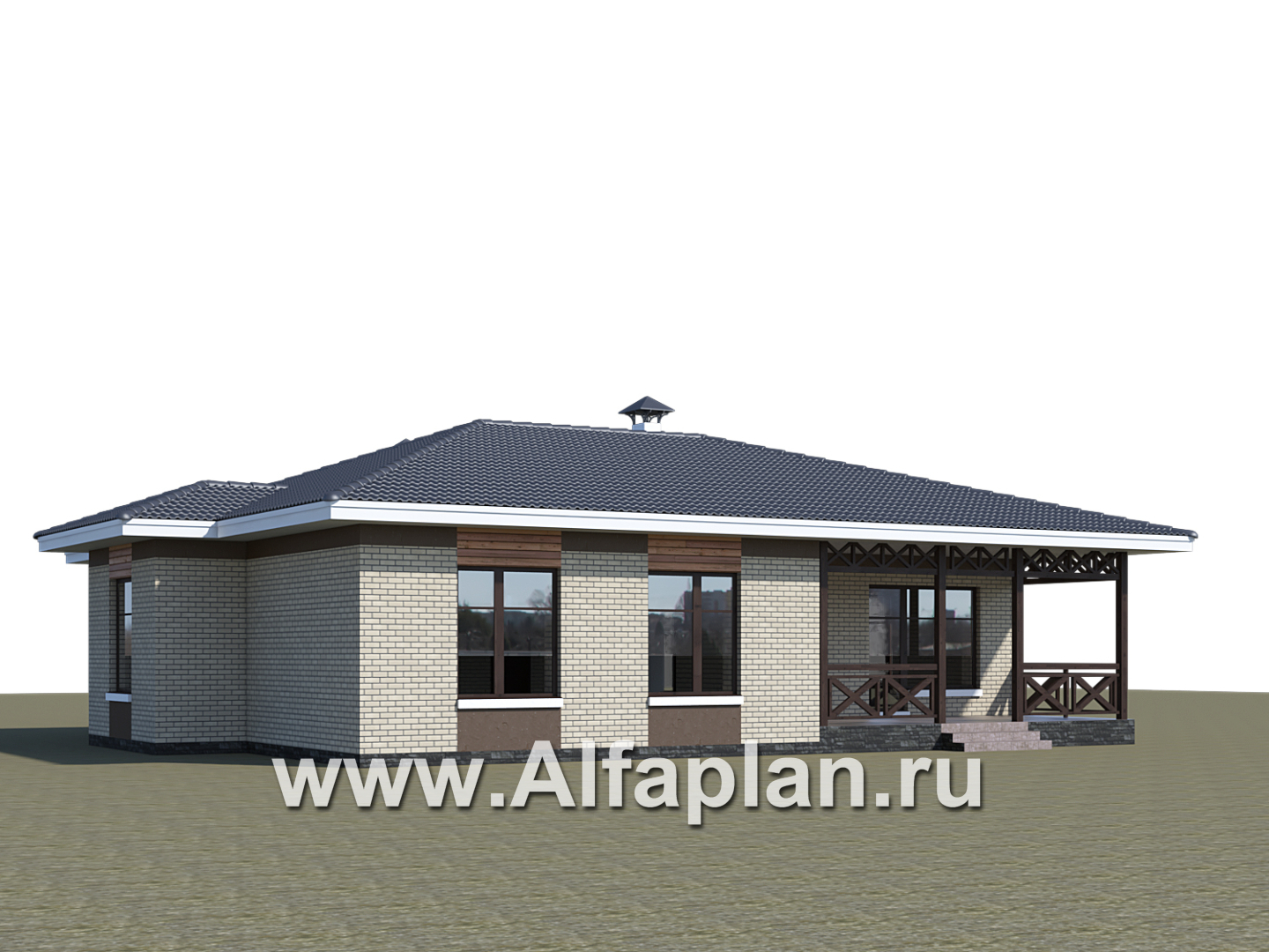 Проекты домов Альфаплан - «Покровка» - проект одноэтажного дома с террасой - дополнительное изображение №2
