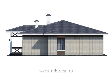 Проекты домов Альфаплан - «Покровка» - проект одноэтажного дома с террасой - превью фасада №2