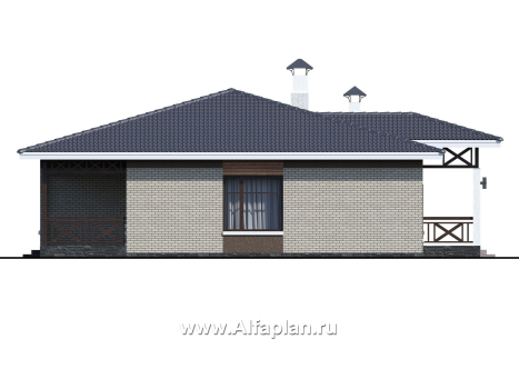 Проекты домов Альфаплан - «Покровка» - проект одноэтажного дома с террасой - превью фасада №3