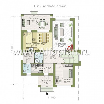 «Формула успеха» - проект двухэтажного дома из газобетона, в скандинавском стиле, удобный план дома - превью план дома