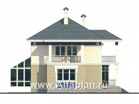 «Аристократ» - проект современного двухэтажного дома с террасой и балконом, в стиле модерн - превью фасада дома