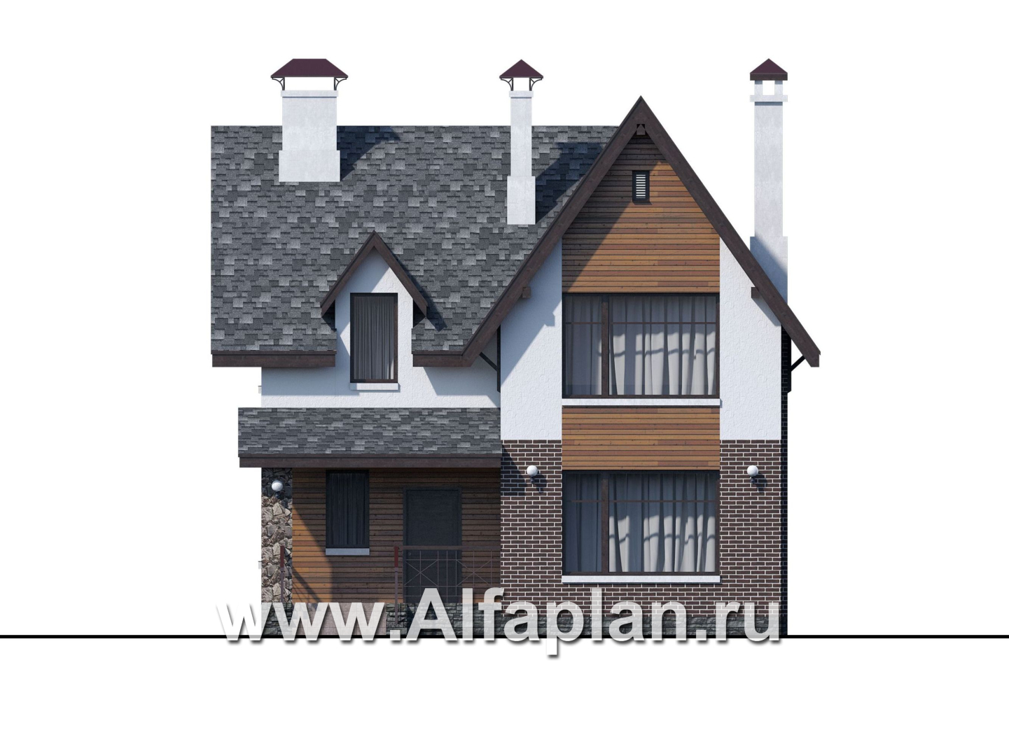 Проекты домов Альфаплан - «Стелла»- стильный дом для маленького участка - изображение фасада №1