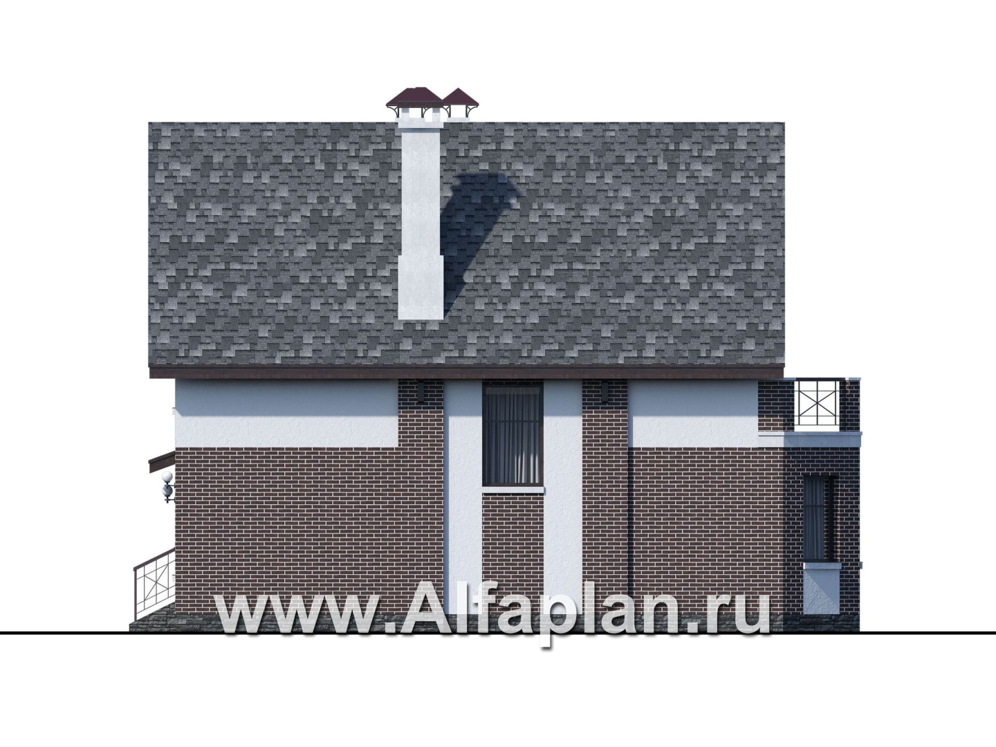 Проекты домов Альфаплан - «Стелла» - проект дома с мансардой, в современном стиле - изображение фасада №2