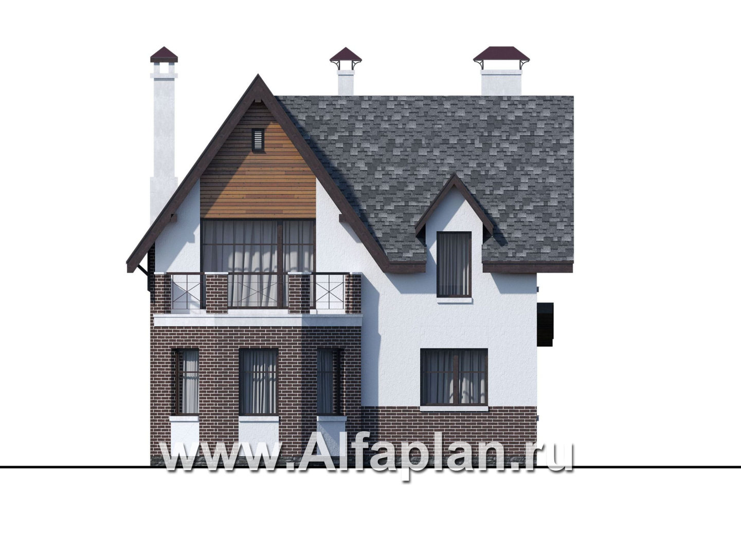Проекты домов Альфаплан - «Стелла» - проект дома с мансардой, в современном стиле - изображение фасада №4