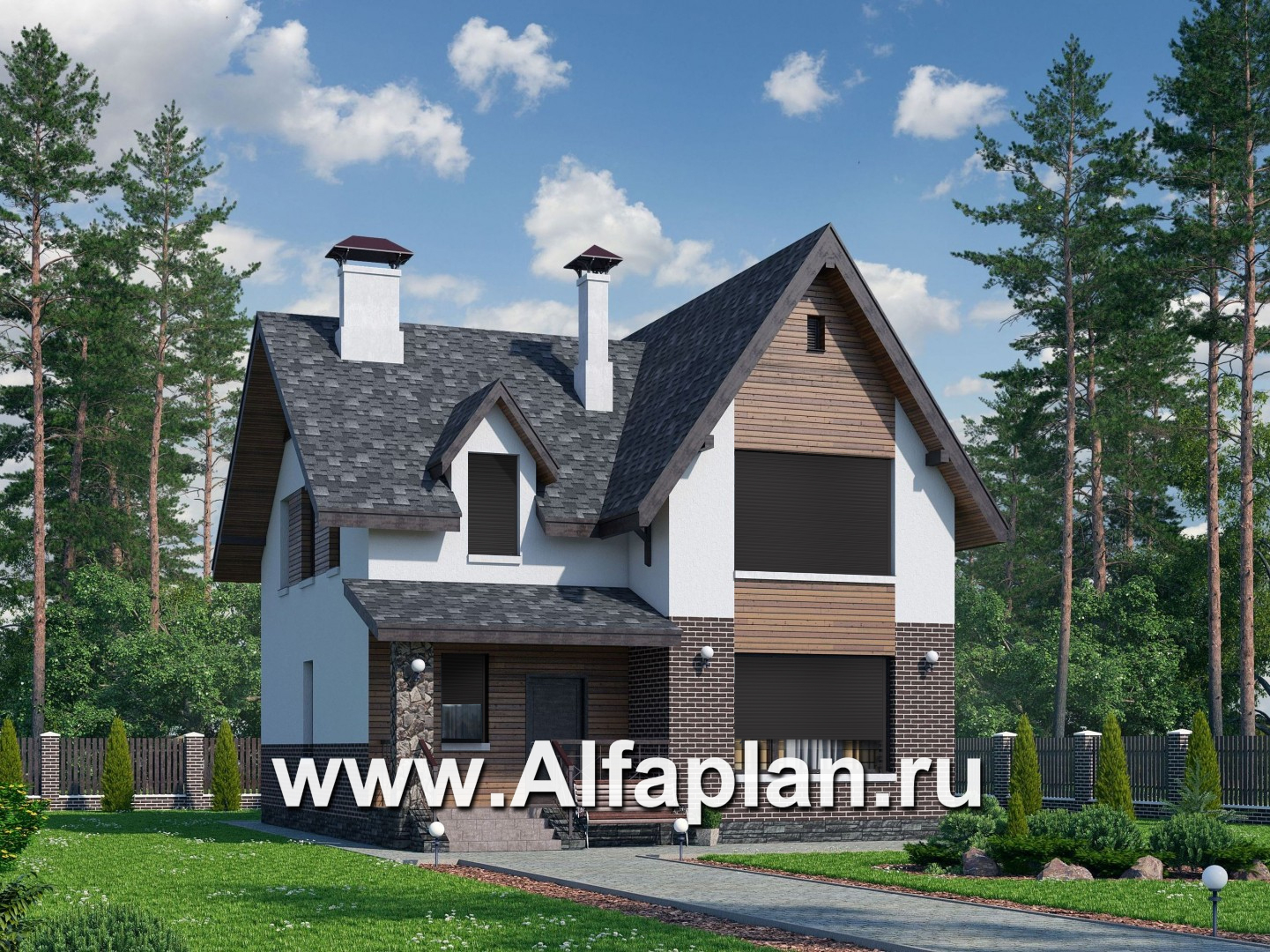 Проекты домов Альфаплан - «Стелла» - проект дома с мансардой, в современном стиле - дополнительное изображение №1