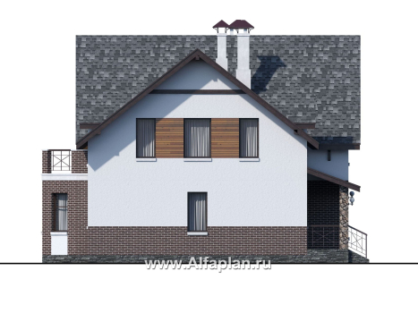 Проекты домов Альфаплан - «Стелла» - проект дома с мансардой, в современном стиле - превью фасада №3