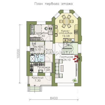 Проекты домов Альфаплан - «Стелла» - проект дома с мансардой, в современном стиле - превью плана проекта №1