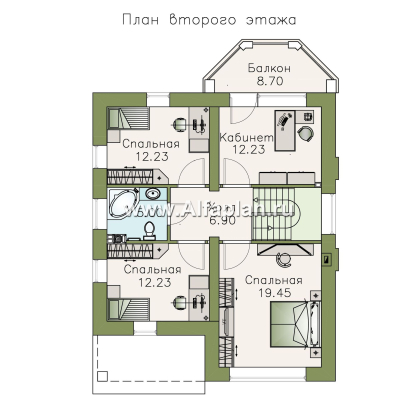 Проекты домов Альфаплан - «Стелла» - проект дома с мансардой, в современном стиле - превью плана проекта №2