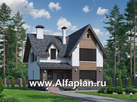 Проекты домов Альфаплан - «Стелла» - проект дома с мансардой, в современном стиле - превью дополнительного изображения №1