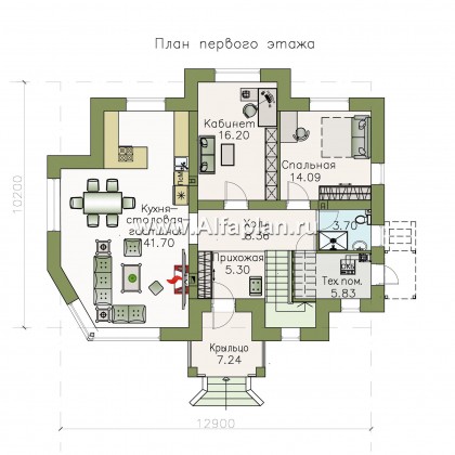 Проекты домов Альфаплан - «Разумовский» - элегантный загородный коттедж - превью плана проекта №1