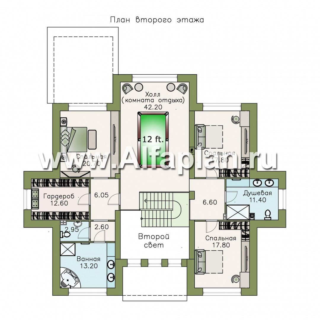 Проекты домов Альфаплан - «Двина» - элегантный особняк с симметричным фасадом - изображение плана проекта №2