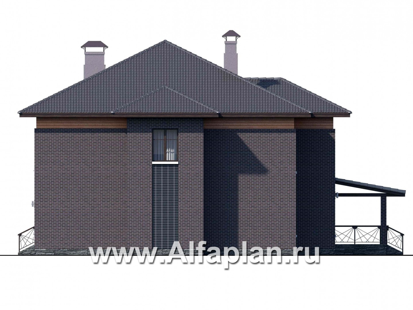 Проекты домов Альфаплан - «Дунай» — вилла с двусветной гостиной - изображение фасада №2