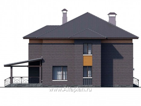 Проекты домов Альфаплан - «Дунай» — вилла с двусветной гостиной - превью фасада №3