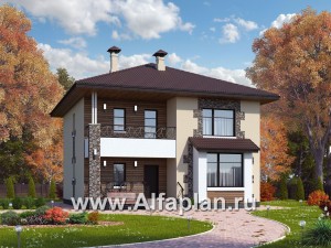 Превью проекта ««Вереск» - проект двухэтажного дома, с эркером и с балконом, 4 спальни площадью 19,5м2 каждая»