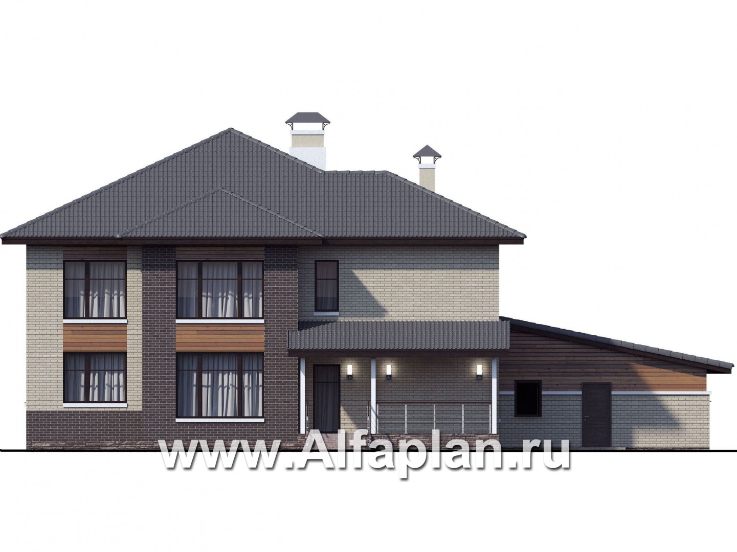 Проекты домов Альфаплан - «Киприда» — просторный коттедж с большим гаражом - изображение фасада №4