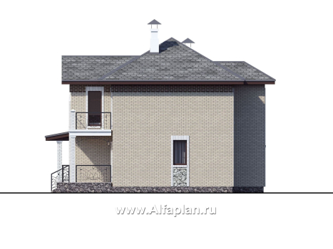 «Модерн» - проект двухэтажного дома из газобетона, с гостевой комнатой, с террасой, в стиле модерн (Серебряный век) - превью фасада дома