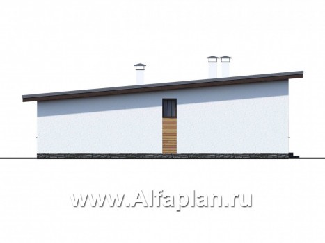 «Эпсилон» - проект одноэтажного дома с сауной, джакузи и барбекью на террасе, в скандинавском стиле - превью фасада дома
