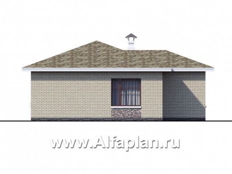 «Медиана» - проект одноэтажного дома из кирпича, с угловыми окнами - превью фасада дома