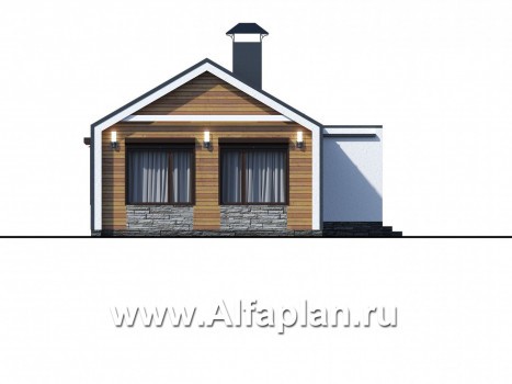 Проекты домов Альфаплан - «Тета» -  проект одноэтажного дома в стиле барн, с террасой, 2 спальни - превью фасада №4