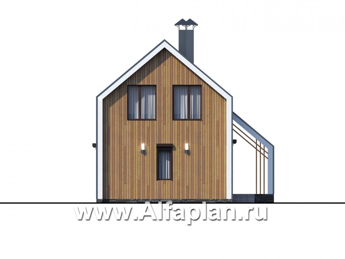 «Сигма» - проект двухэтажного каркасного дома в стиле барн, с террасой - фасад дома