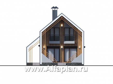 «Сигма» - проект двухэтажного каркасного дома в стиле барн, с террасой - превью фасада дома