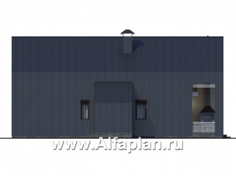 Проекты домов Альфаплан - «Омега» - проект двухэтажного каркасного коттеджа, с террасой, план дома с 5-ю спальнями - превью фасада №3