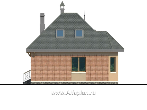 Проекты домов Альфаплан - «Душечка» - проект дома с мансардой, с террасой и вторым светом - превью фасада №4