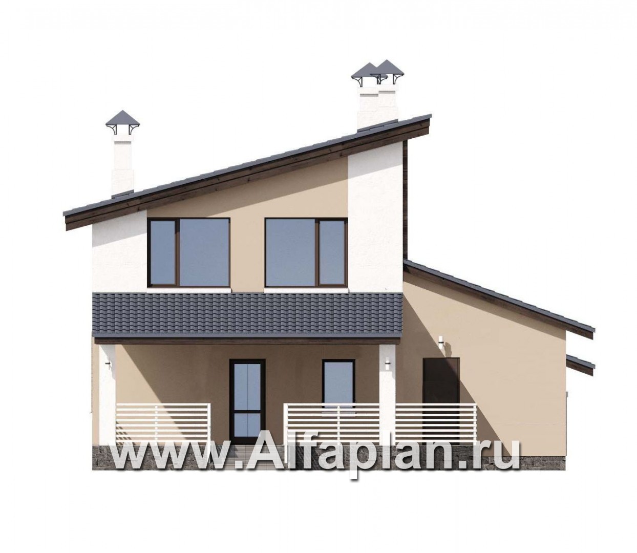 Проекты домов Альфаплан - «Западный бриз» - рациональный дом в скандинавском стиле с удобным планом - изображение фасада №4
