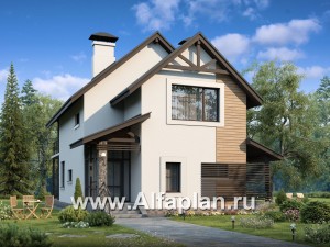 «Гольфстрим» - проект дома с мансардой в скандинавском стиле, с террасой, для узкого участка