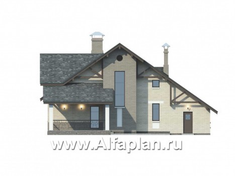 Проекты домов Альфаплан - «Бавария» - шале с комфортной планировкой - превью фасада №4