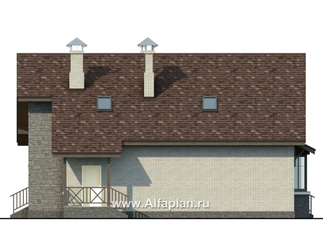 «Зальцбург» - проект дома с мансардой, с балконом и с террасой, план с кабинетом на 1 эт, в немецком стиле - превью фасада дома