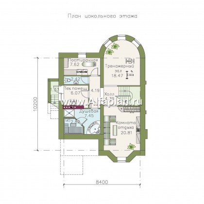 Проекты домов Альфаплан - «Стелла»- проект дома с мансардой, с террасой, с цокольным этажом, в английском стиле - превью плана проекта №1