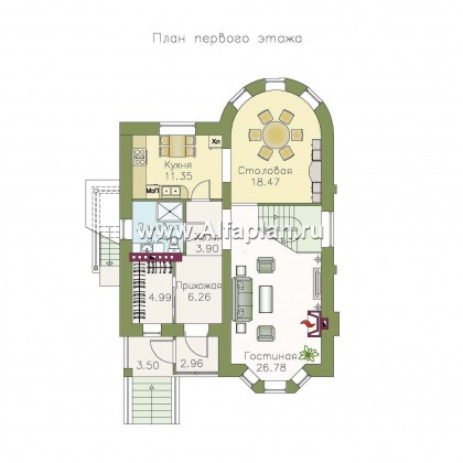 Проекты домов Альфаплан - «Стелла»- проект дома с мансардой, с террасой, с цокольным этажом, в английском стиле - превью плана проекта №2