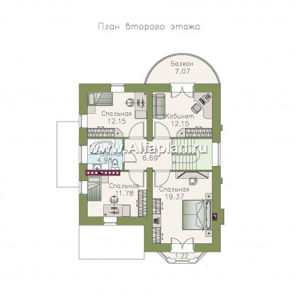 Проекты домов Альфаплан - «Стелла»- проект дома с мансардой, с террасой, с цокольным этажом, в английском стиле - превью плана проекта №3