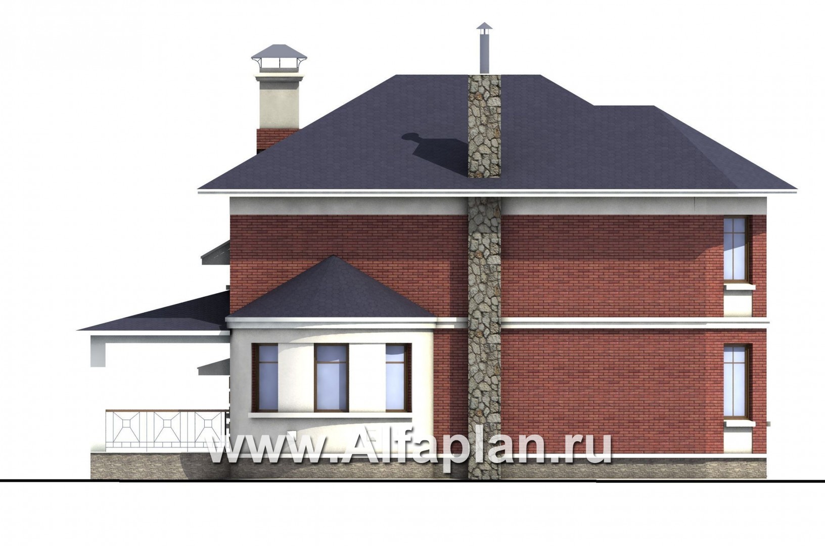 «Ювенил» - проект двухэтажного дома, с эркером и с террасой, просторная планировка, гараж на 2 авто - фасад дома