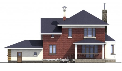 «Ювенил» - проект двухэтажного дома, с эркером и с террасой, просторная планировка, гараж на 2 авто - превью фасада дома