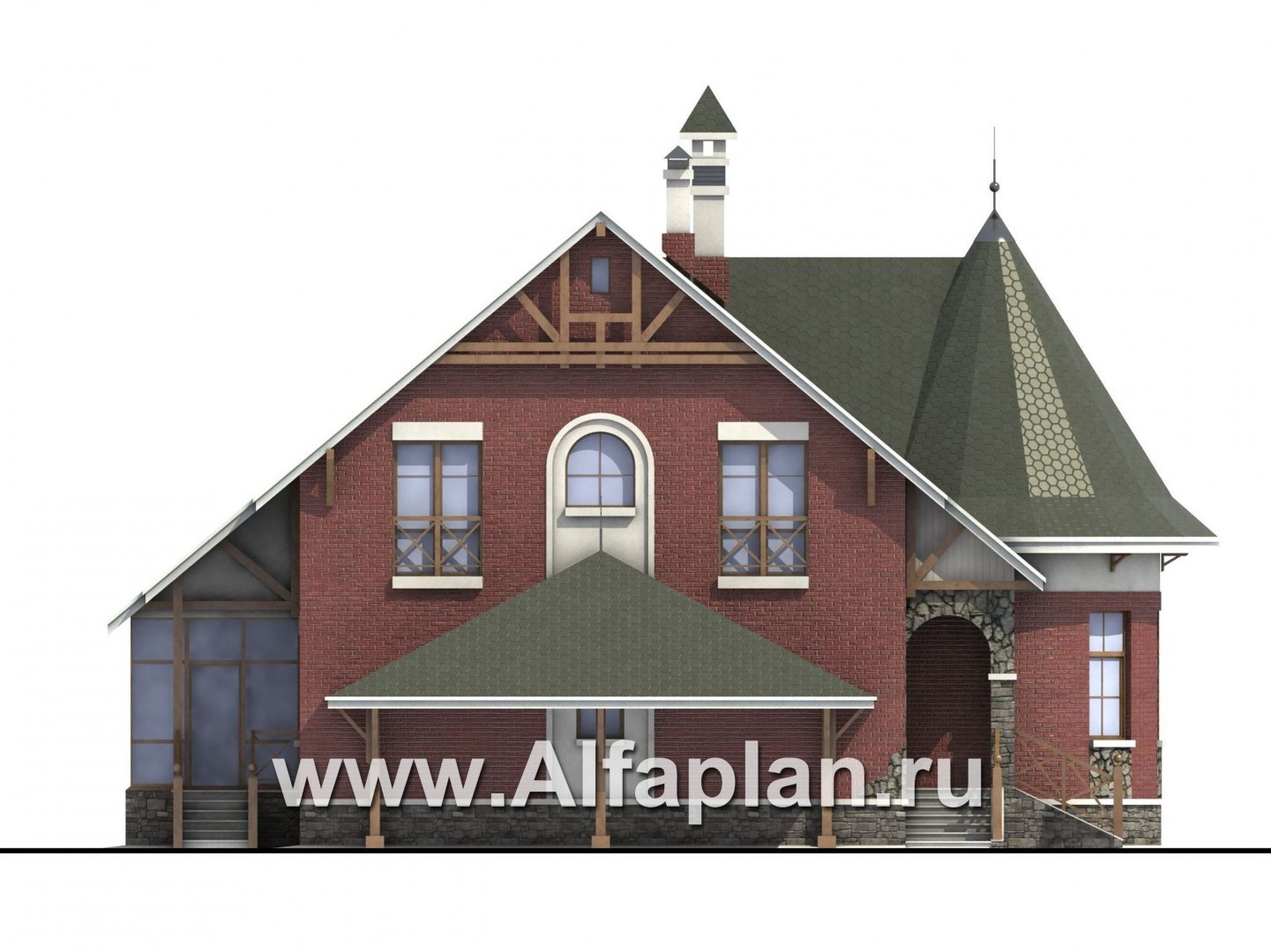 Проекты домов Альфаплан - «Альтбург» - коттедж в романтическом стиле - изображение фасада №3