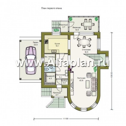 Проекты домов Альфаплан - «Альтбург» - коттедж в романтическом стиле - превью плана проекта №1