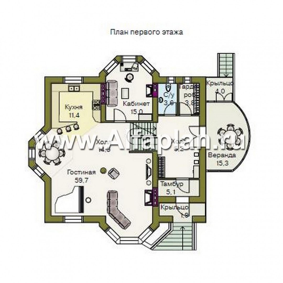 Проекты домов Альфаплан - «Крестный Пачино»  - фешенебельный загородный дом - изображение плана проекта №2