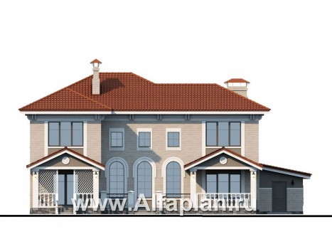 «Палането» - проект двухэтажного дома, вилла с двусветной гостиной и с террасой, гараж на 2 авто - превью фасада дома