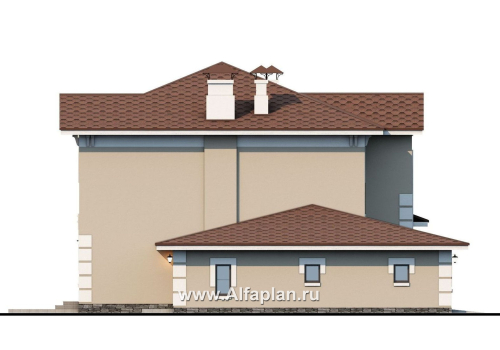 «Кваренги» - проект двухэтажного дома, с сауной, с террасой и просторной лоджией, гараж на 1 авто - превью фасада дома