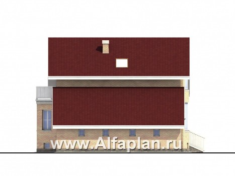 «Конформ»  - проект двухэтажного дома с эркером, из блоков, с цокольным этажом и верандой - превью фасада дома