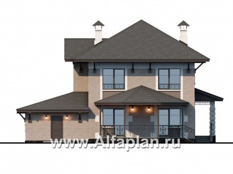 Проекты домов Альфаплан - «Фея сирени» - изящный дом с гаражом - превью фасада №4