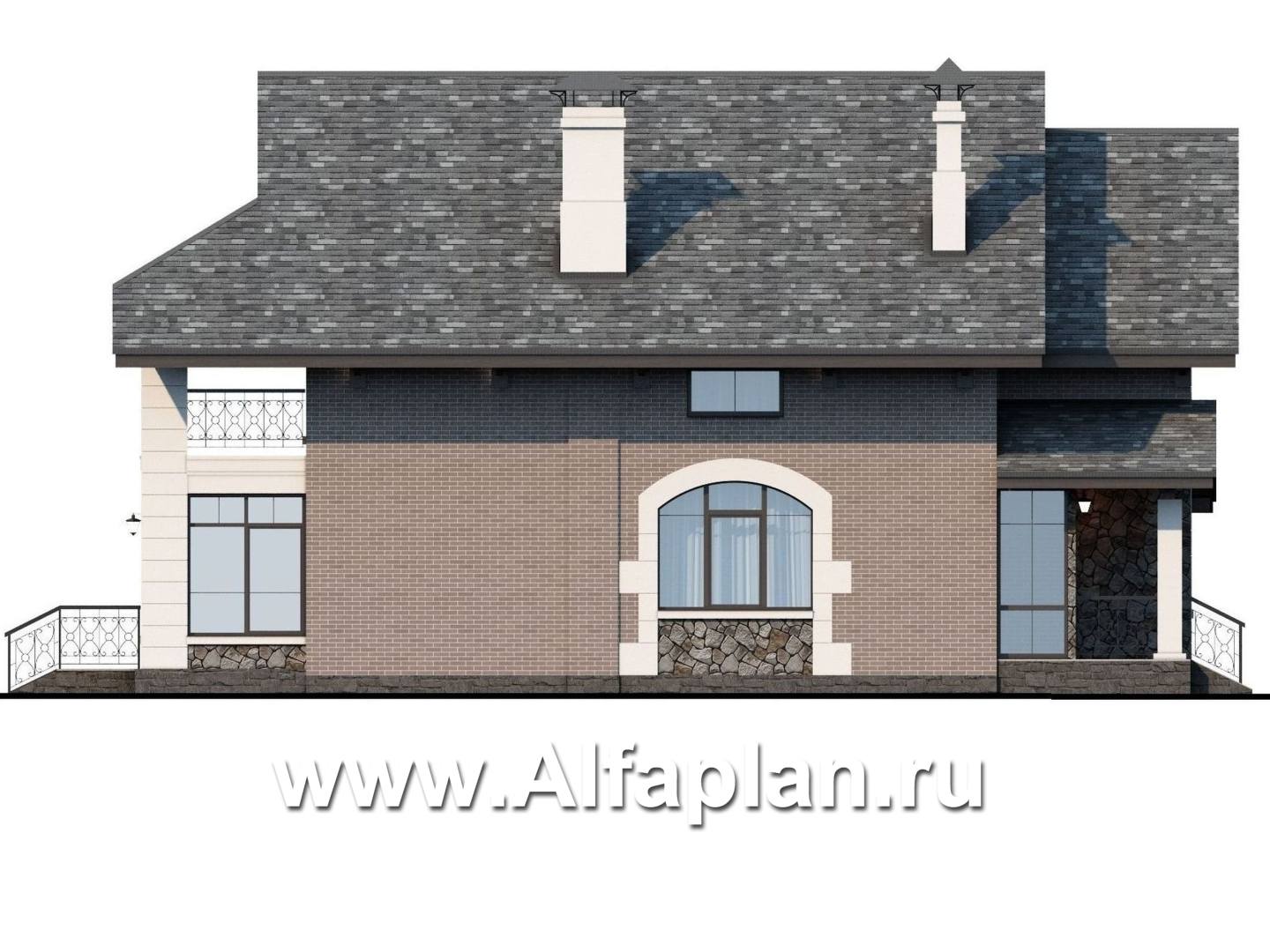 «Одетта»- проект двухэтажного дома для узкого участка, с террасой - фасад дома