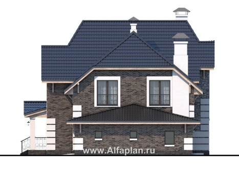 Проекты домов Альфаплан - «Ясная поляна» - проект двухэтажного дома, с гаражом, с эркером и с бильярдной - превью фасада №2