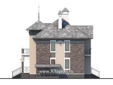 Проекты домов Альфаплан - «Разумовский» - элегантный коттедж с цоколем - превью фасада №2
