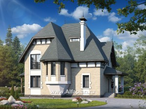 Превью проекта ««Вианден» - проект дома с мансардой, с террасой, в стиле замка»