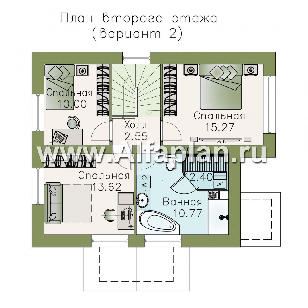 Проекты домов Альфаплан - Кирпичный дом «Боспор» с мансардой - план проекта №3