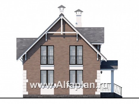 «Боспор» - проект дома с мансардой, из кирпича, в стиле эклектика - превью фасада дома